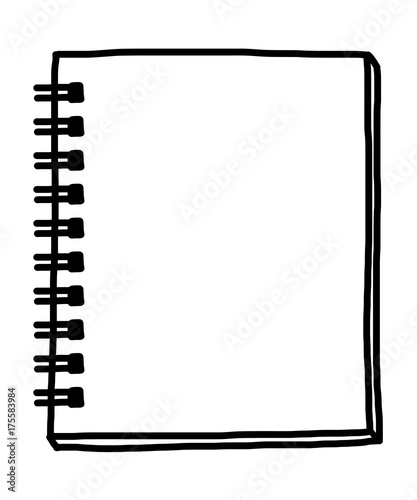 notebook / cartoon vector and illustration, black and white, hand drawn, sketch style, isolated on white background.