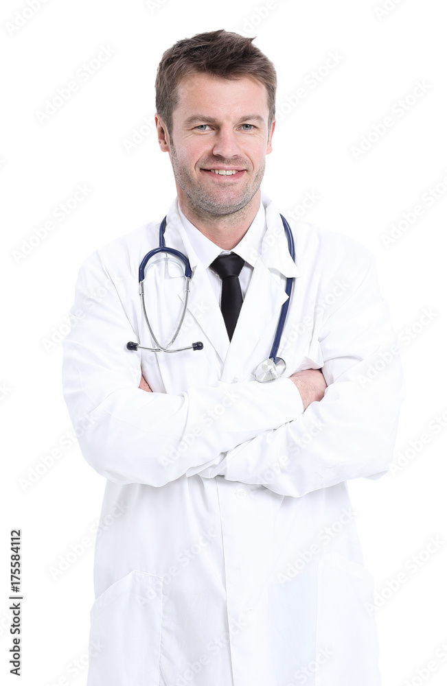 Portrait of confident medical doctor on white background Portrait of confident medical doctor on white background