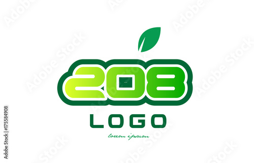 Number 208 numeral digit logo icon design