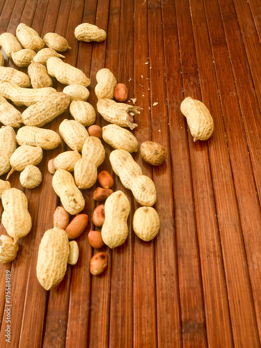 Shell peanuts on a matt background