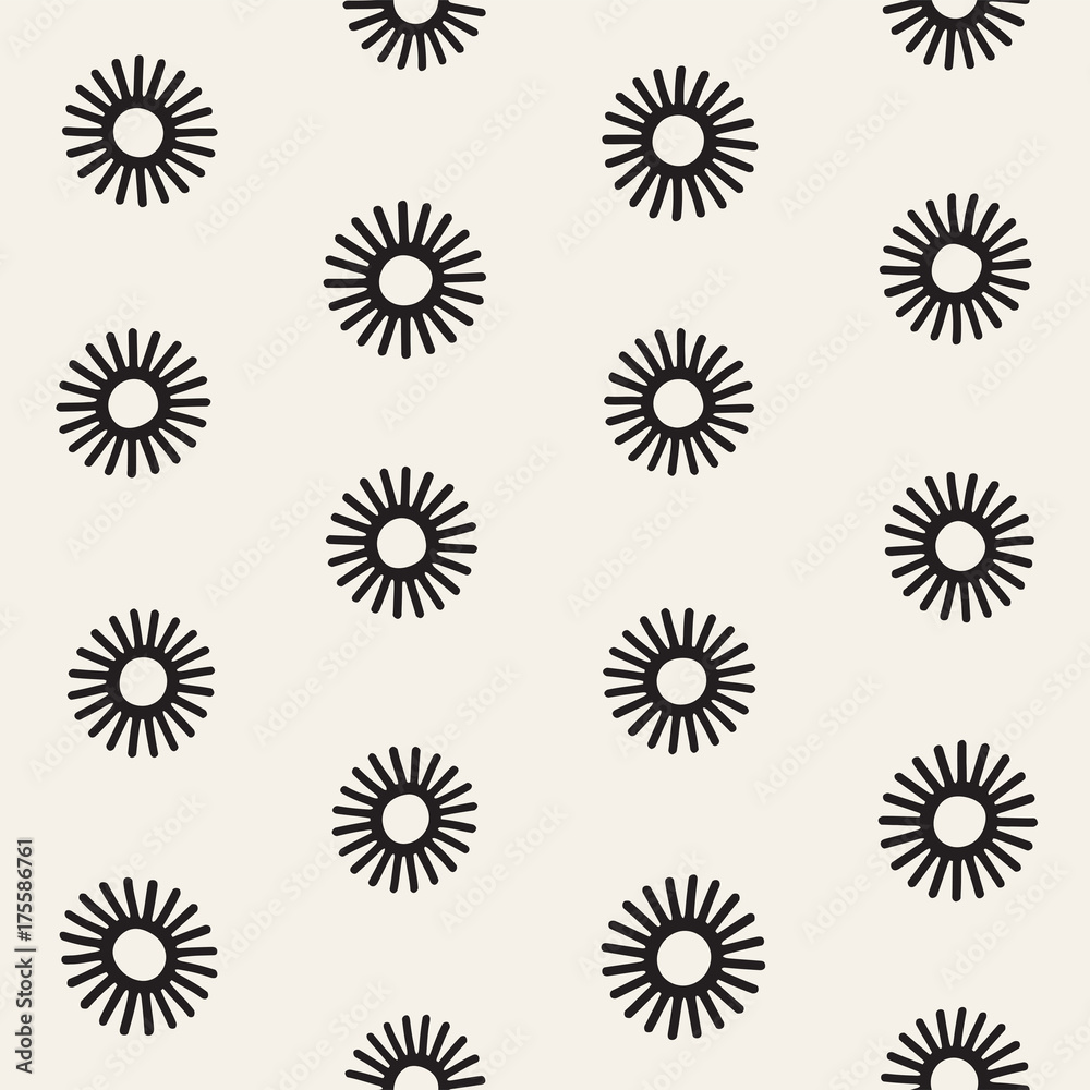 Vector seamless sunburst shapes freehand pattern. Abstract background with round brush strokes. Hand drawn texture Vector seamless sunburst shapes freehand pattern. Abstract background with round brush strokes. Hand drawn texture