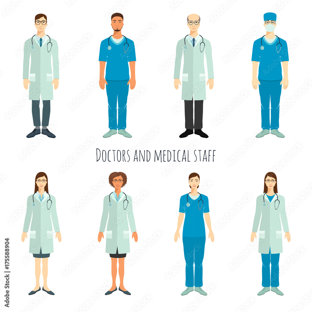 Set of doctors in flat style. Set of doctors in flat style.