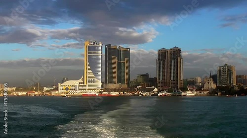 landscape of dar es salaam from the shuttle boat to zanzibar