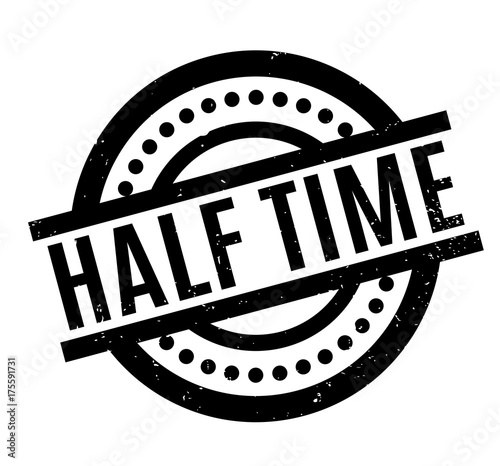 Half Time rubber stamp. Grunge design with dust scratches. Effects can be easily removed for a clean, crisp look. Color is easily changed.