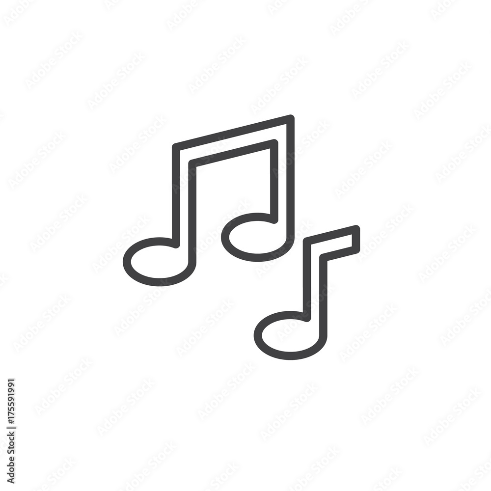 Musical note line icon, outline vector sign, linear style pictogram isolated on white. Symbol, logo illustration. Editable stroke Musical note line icon, outline vector sign, linear style pictogram isolated on white. Symbol, logo illustration. Editable stroke