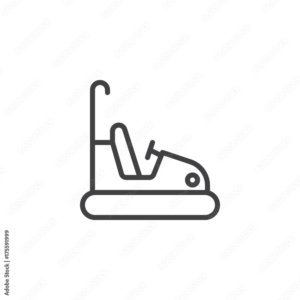 Bumper cars attraction line icon, outline vector sign, linear style pictogram isolated on white. Symbol, logo illustration. Editable stroke Bumper cars attraction line icon, outline vector sign, linear style pictogram isolated on white. Symbol, logo illustration. Editable stroke