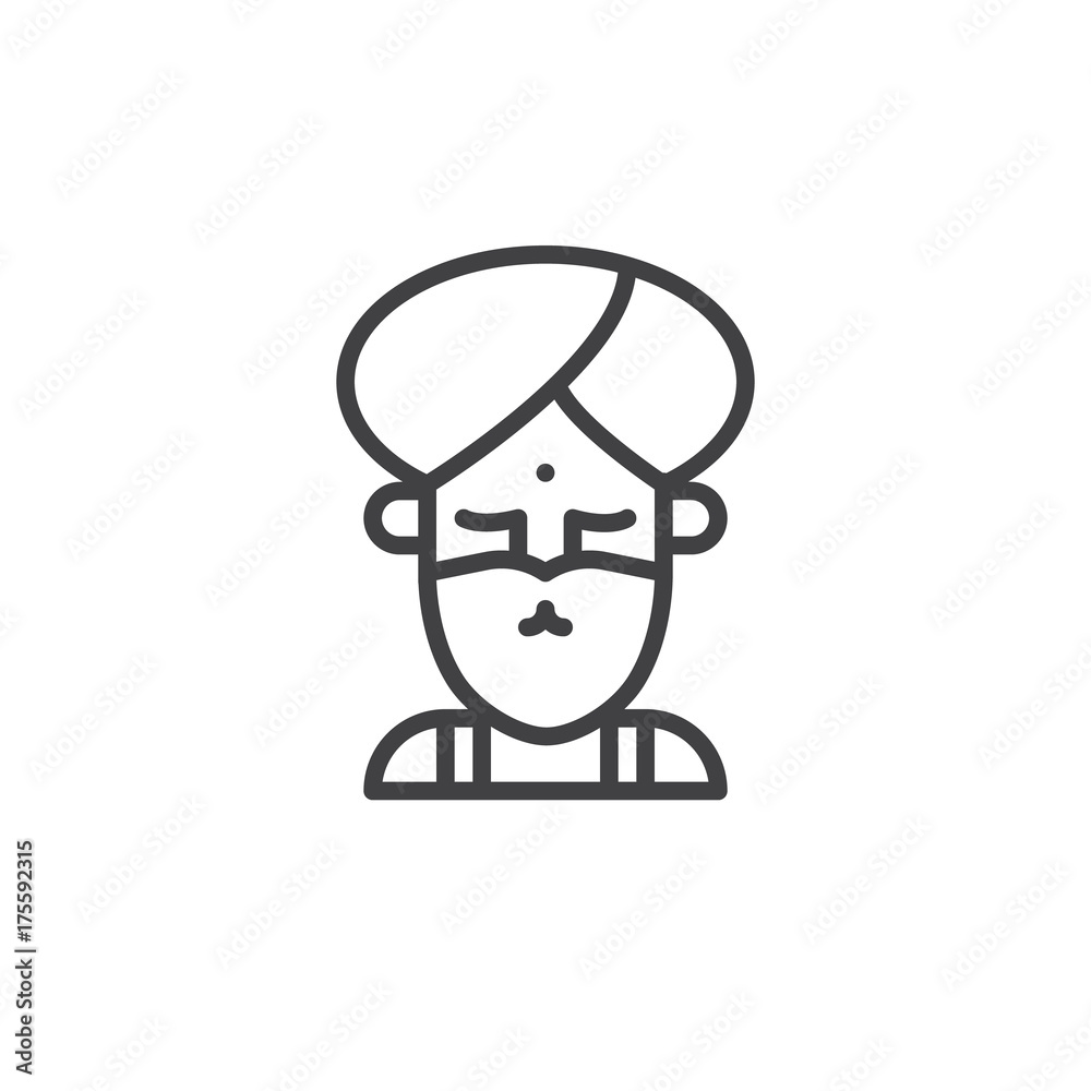 Fakir circus actor line icon, outline vector sign, linear style pictogram isolated on white. Symbol, logo illustration. Editable stroke