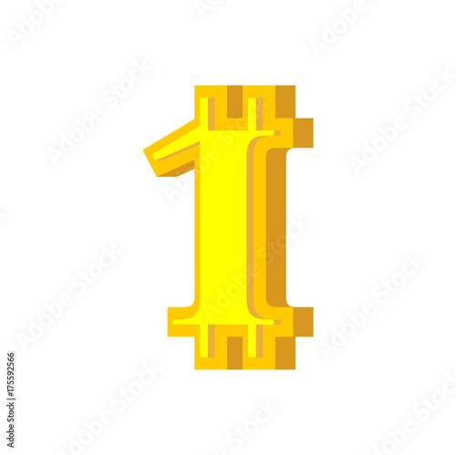 1 numeral bitcoin font. One numeric Crypto currency alphabet. Lettering virtual money. Vector illustration