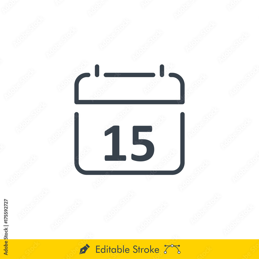 Calendar Icon / Vector - In Line / Stroke Design with Editable Stroke Calendar Icon / Vector - In Line / Stroke Design with Editable Stroke