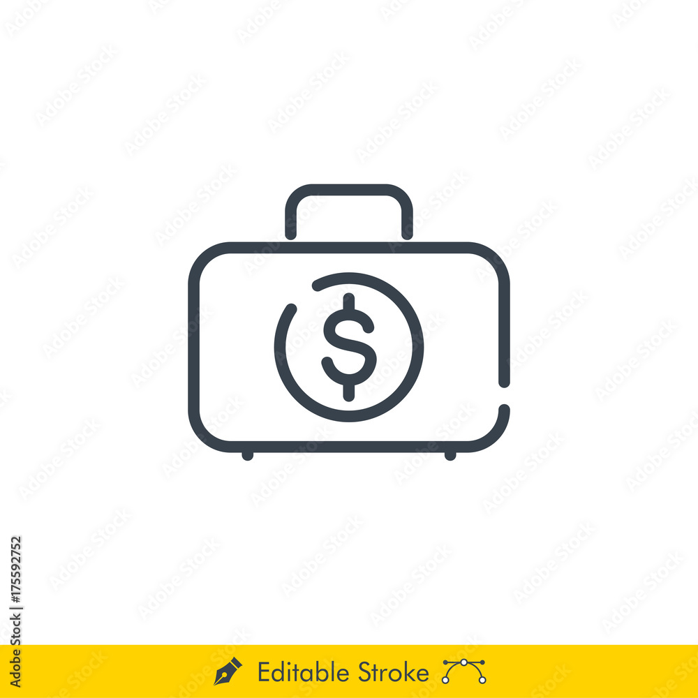 Money Case Icon / Vector - In Line / Stroke Design with Editable Stroke Money Case Icon / Vector - In Line / Stroke Design with Editable Stroke