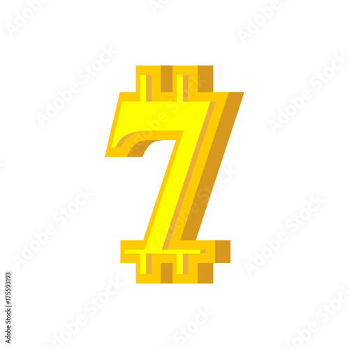 7 numeral bitcoin font. Seven numeric Crypto currency alphabet. Lettering virtual money. Vector illustration