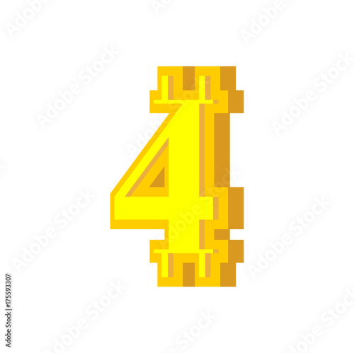4 numeral bitcoin font. four numeric Crypto currency alphabet. Lettering virtual money. Vector illustration