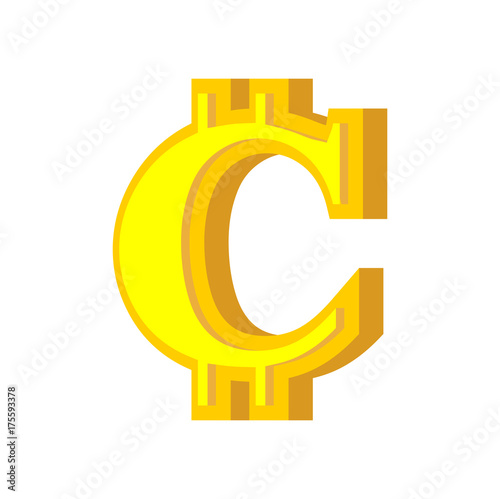 C letter bitcoin font. Cryptocurrency alphabet. Lettering virtual money. Vector illustration