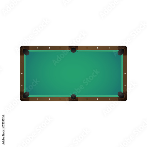 vector flat cartoon billiard pool, snooker felt empty green table top view. Isolated illustration on a white background. Playground for cue sport competitions for your design.
