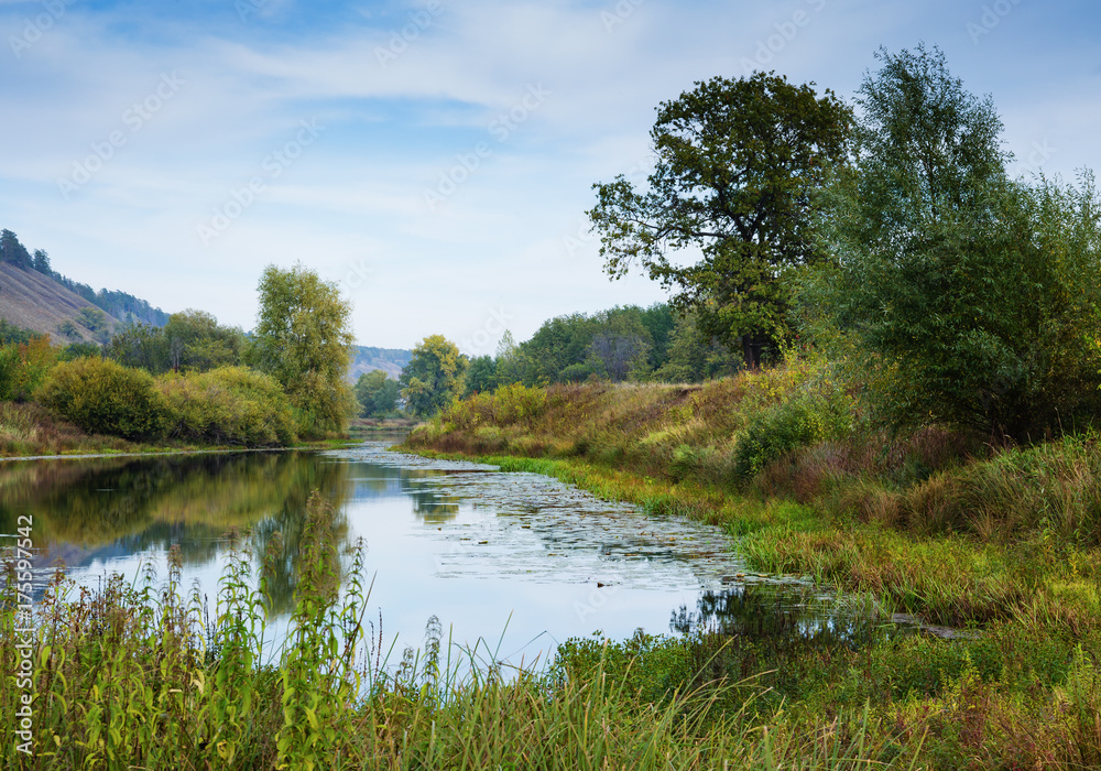 Fototapeta premium Pond in the countryside in autumn