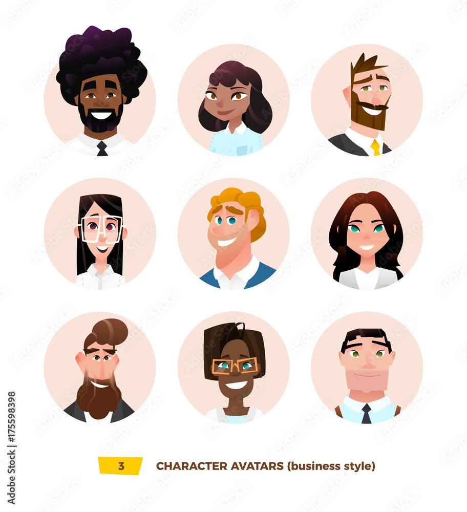 Characters avatars in cartoon flat style Stock Vector | Adobe Stock