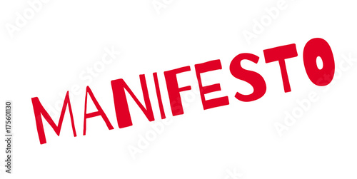 Manifesto rubber stamp. Grunge design with dust scratches. Effects can be easily removed for a clean, crisp look. Color is easily changed.