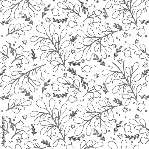 spring leaves pattern line-art