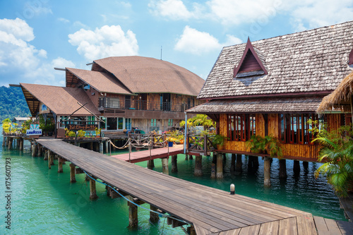 Houses on stilts in the fishing village of Bang Bao, Koh Chang, Thailand photo