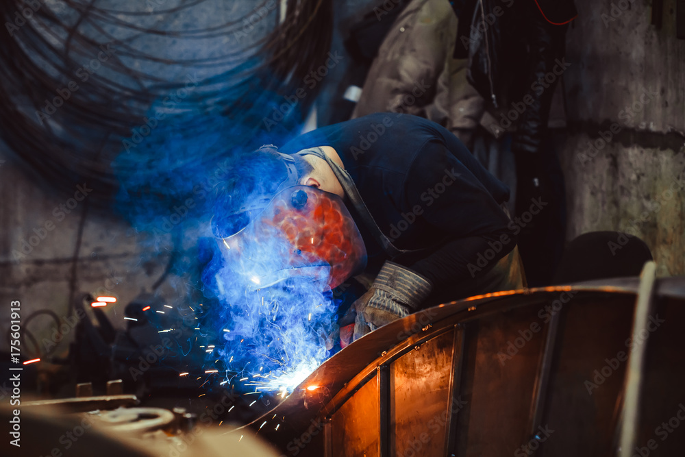 Metal Welding with sparks and smoke Metal Welding with sparks and smoke