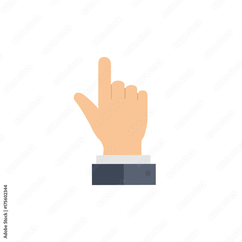 Hand with pointing finger and sleeve of a jacket. Vector illustration Hand with pointing finger and sleeve of a jacket. Vector illustration