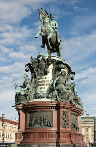 The Monument to Nicholas I  a bronze equestrian monument of Nicholas I of Russia on St Isaac s Square in Saint Petersburg  Russia