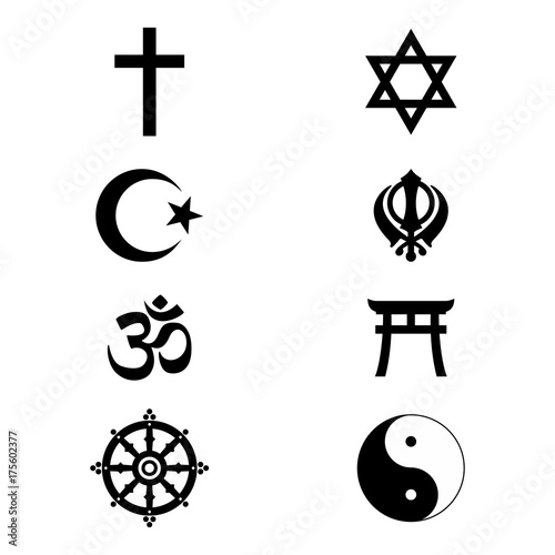 World religious sign and symbols collection. Vector illustration