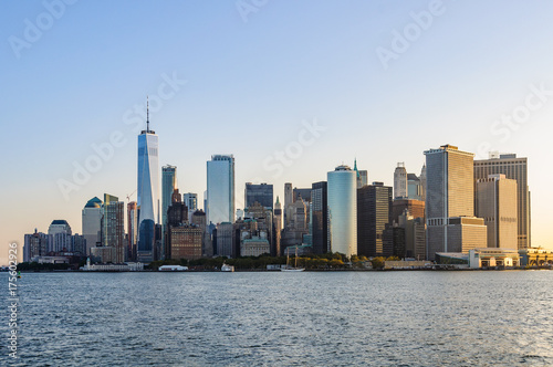 Manhattan Skyline just after sunrise  New York  USA