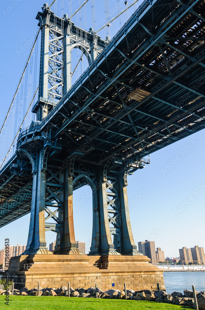 View of Manhattan Bridge in Brooklyn, NYC, USA