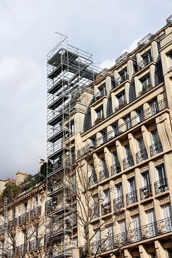 Scaffolding -Renovation work - uptown Paris