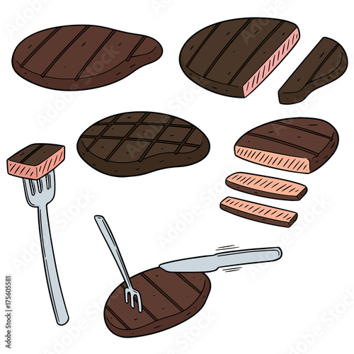 vector set of steak