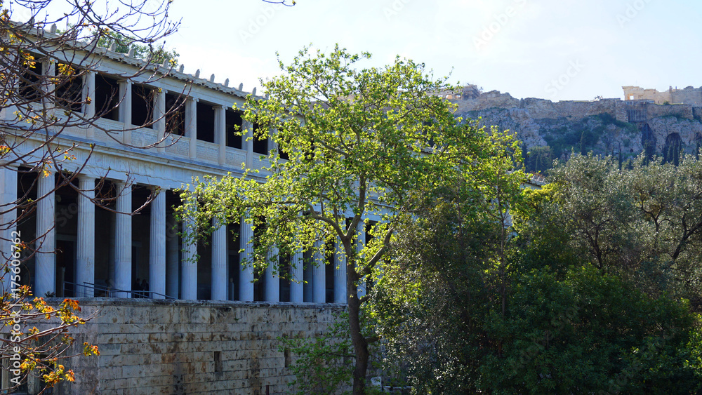 Obraz premium Photo of ancient Agora of Athens historic center, Plaka, Attica, Greece