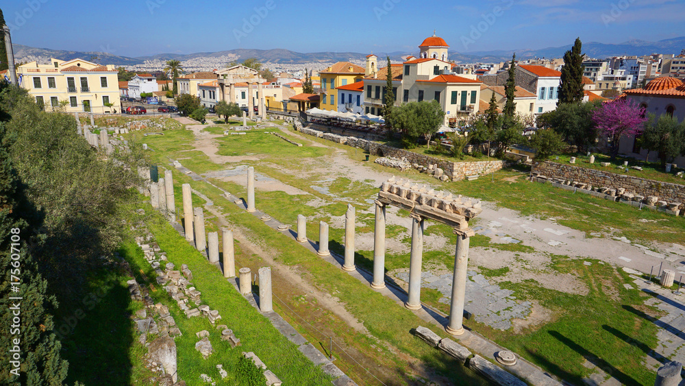 Fototapeta premium Photo of iconic ancient site of Roman Forum, Athens historic center, Attica, Greece