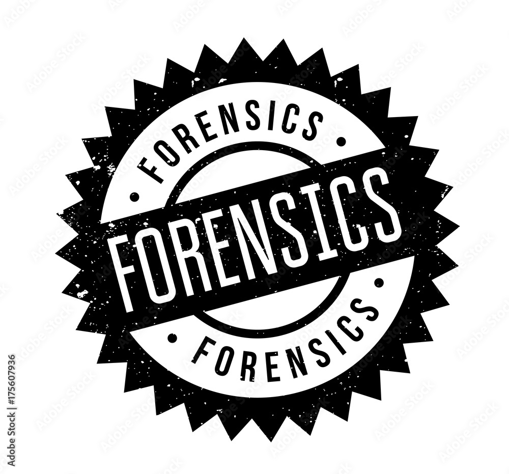 Forensics rubber stamp. Grunge design with dust scratches. Effects can be easily removed for a clean, crisp look. Color is easily changed.