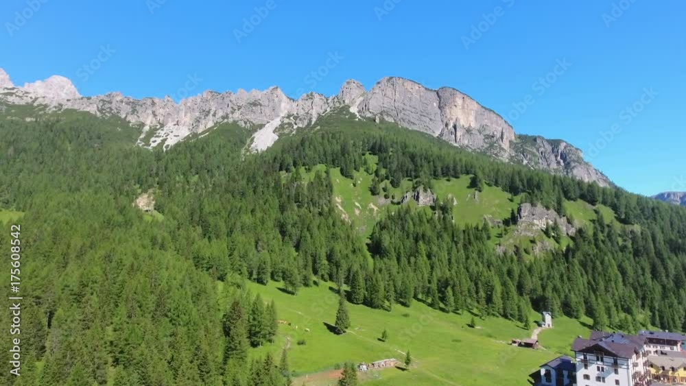 Misurina Lake, Town and Mountains, aerial view. Misurina Lake, Town and Mountains, aerial view.