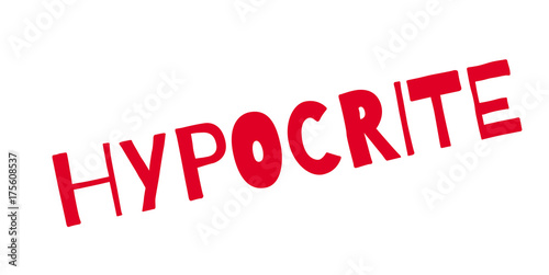 Hypocrite rubber stamp. Grunge design with dust scratches. Effects can be easily removed for a clean, crisp look. Color is easily changed.