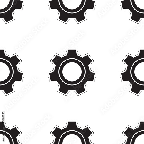 gear wheel. black gear. geometric detail abstract. seamless pattern. white background. vector illustration.