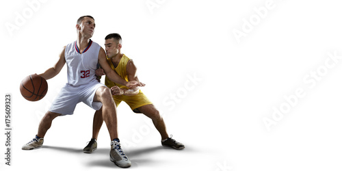 Quadro em tela Two basketball players fight for the basketball ball