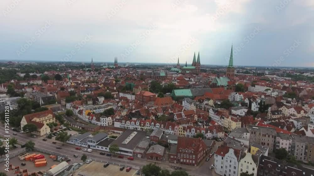 Lubeck, Germany. Beautiful city aerial view. Lubeck, Germany. Beautiful city aerial view.