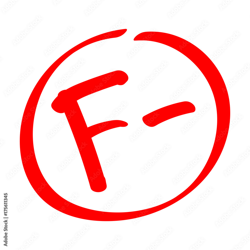 Fail. Grade result F-. Hand drawn vector grade with minus in circle. Fail. Grade result F-. Hand drawn vector grade with minus in circle.