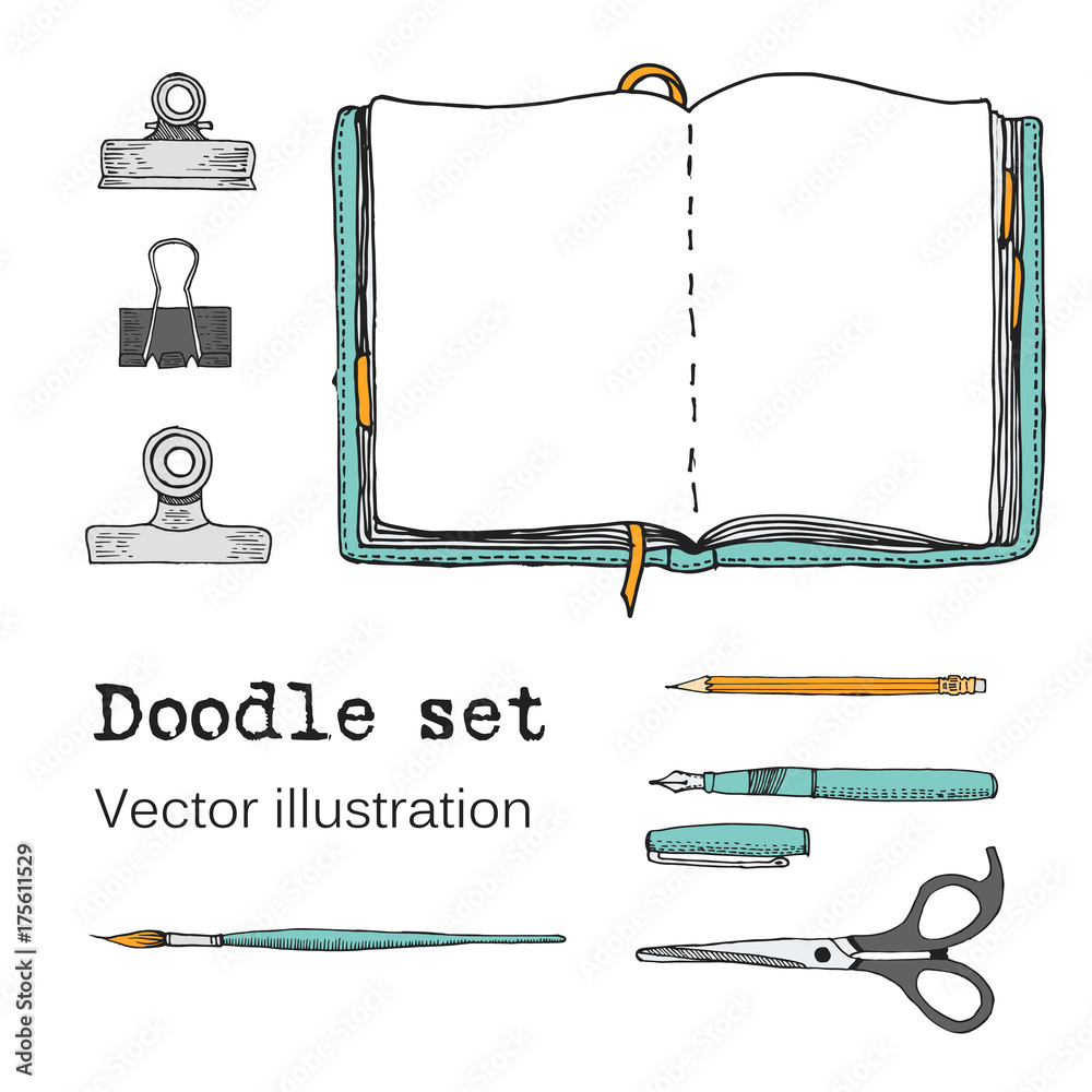 Vector Set of Sketch Notebooks, Notepads and Diaries. Office stuff ...