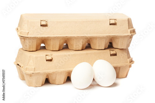 Two egg containers isolated on white background
