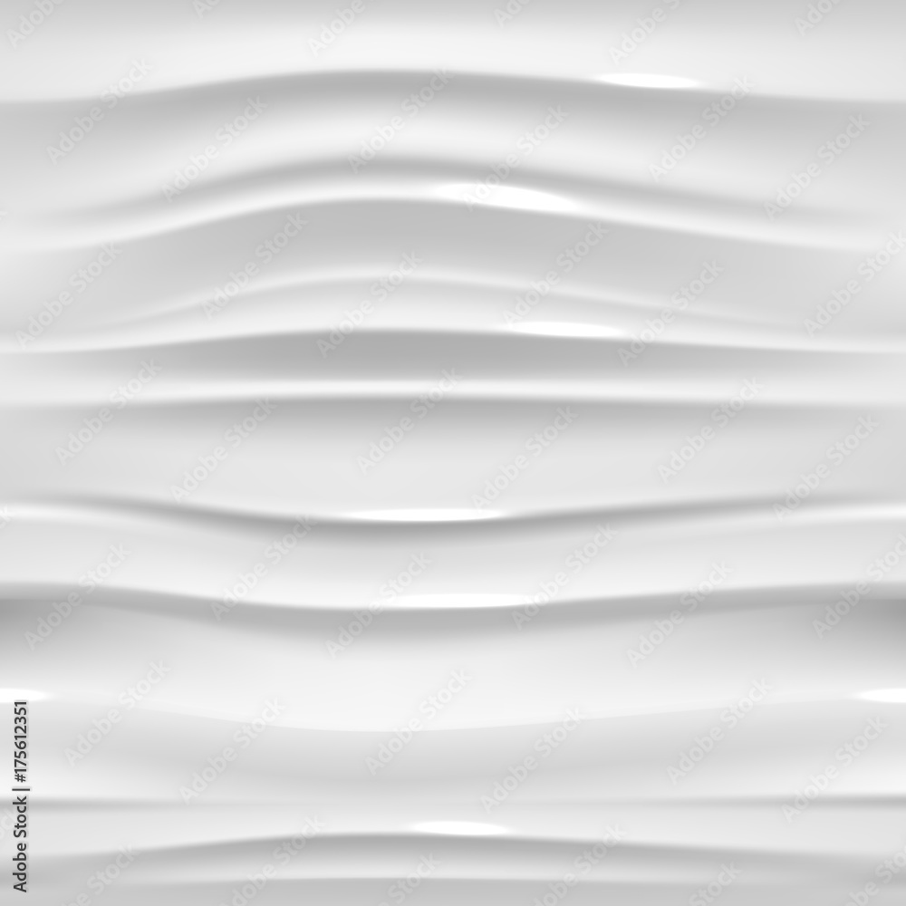 White glossy seamless texture. Wavy background. Stock Vector