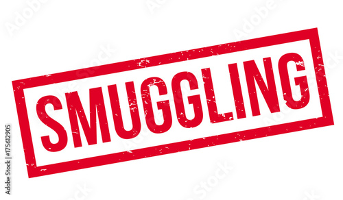 Smuggling rubber stamp. Grunge design with dust scratches. Effects can be easily removed for a clean, crisp look. Color is easily changed.