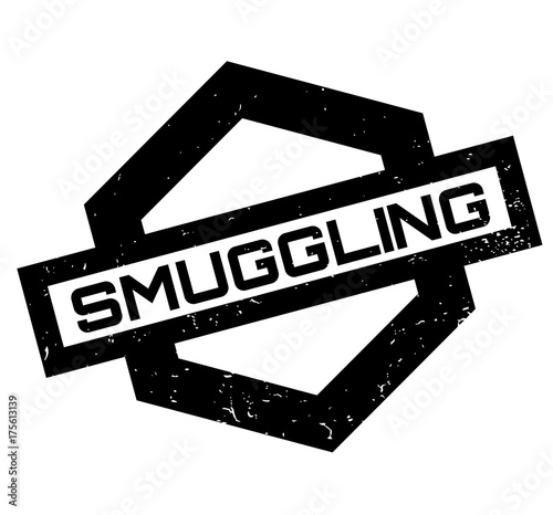Smuggling rubber stamp. Grunge design with dust scratches. Effects can be easily removed for a clean, crisp look. Color is easily changed.