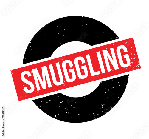 Smuggling rubber stamp. Grunge design with dust scratches. Effects can be easily removed for a clean, crisp look. Color is easily changed.