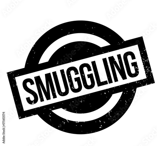 Smuggling rubber stamp. Grunge design with dust scratches. Effects can be easily removed for a clean, crisp look. Color is easily changed.