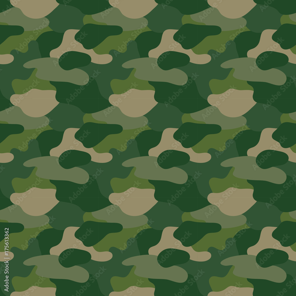 Fototapeta premium Green camouflage. Masking camo. Classic clothing print. Vector pattern
