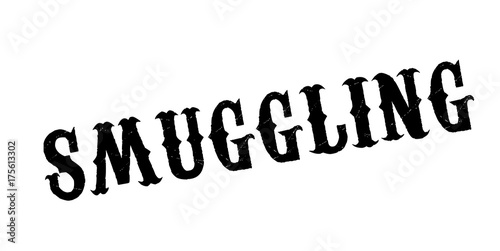 Smuggling rubber stamp. Grunge design with dust scratches. Effects can be easily removed for a clean, crisp look. Color is easily changed.