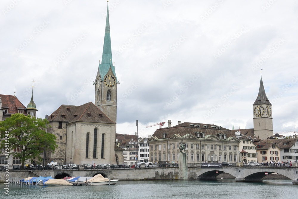 The old city center of Zurich on Switzerland.